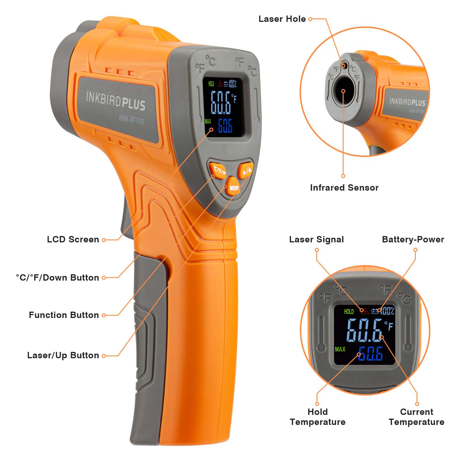 Inkbird Laser Infrared Thermom - Industrial Laser Temperature Sensor reseña y precio