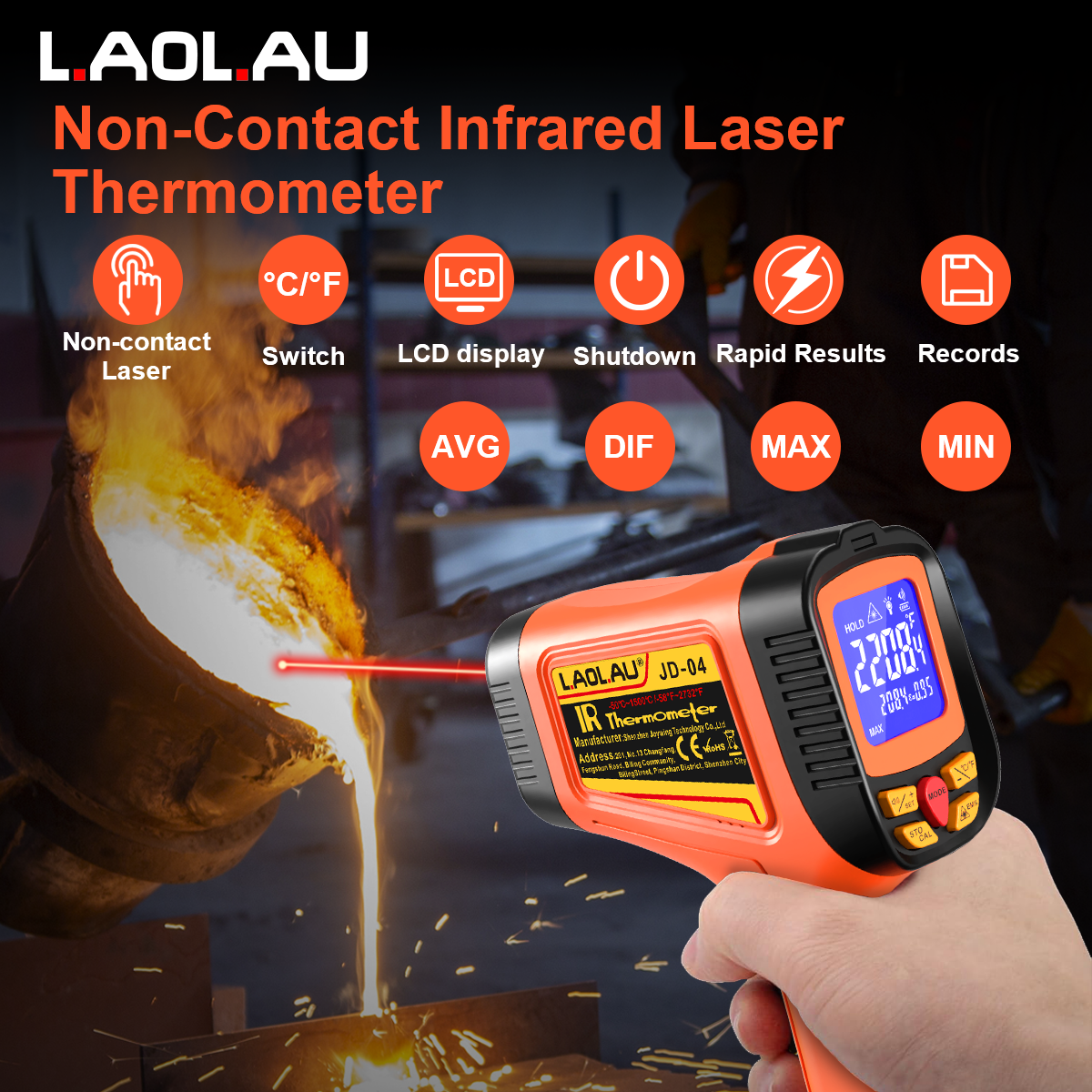 Industrial Infrared Thermomete - Industrial Laser Temperature Sensor reseña y precio