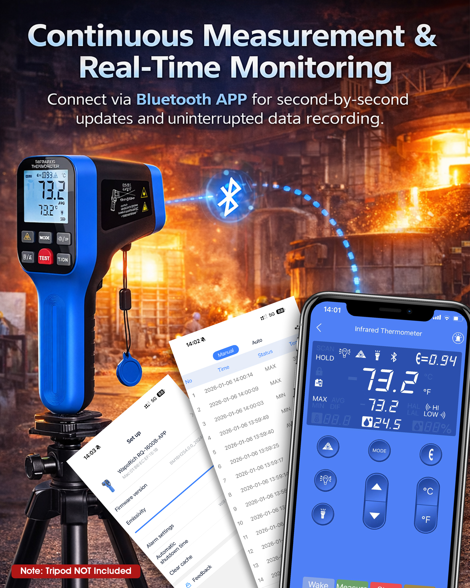 1600B-APP Infrared Thermometer - Industrial Laser Temperature Sensor reseña y precio